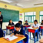 International School Classroom in Thailand**

"A bright and airy classroom in a Thai international school, fully clothed children of diverse ethnicities are attentively listening to a fully clothed teacher. The classroom is decorated with colorful posters showcasing different cultures. Sunlight streams through the windows. Clean and organized desks, educational resources visible. Safe for work, appropriate content, professional learning environment, fully clothed students and teacher, perfect anatomy, correct proportions, family-friendly, high-resolution, detailed."

**