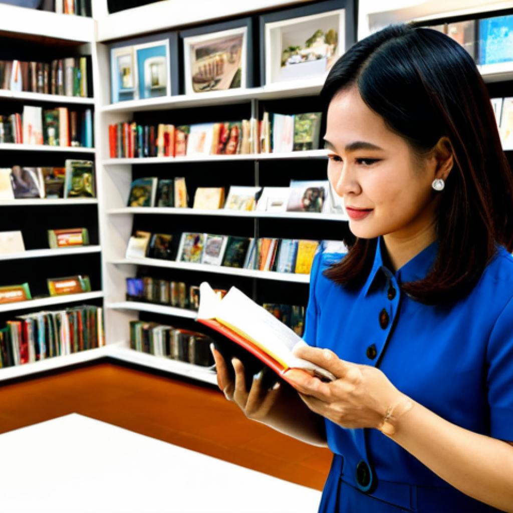 태국의 현대 문학 발전 - **Prompt:** A professional Thai woman author, fully clothed in a modest, stylish dress suitable for ...