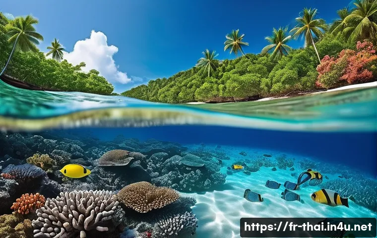 태국 기후와 계절별 특징 - **Prompt 1: Dry Season Snorkeling Adventure**
    "A vibrant and serene underwater scene off a prist...