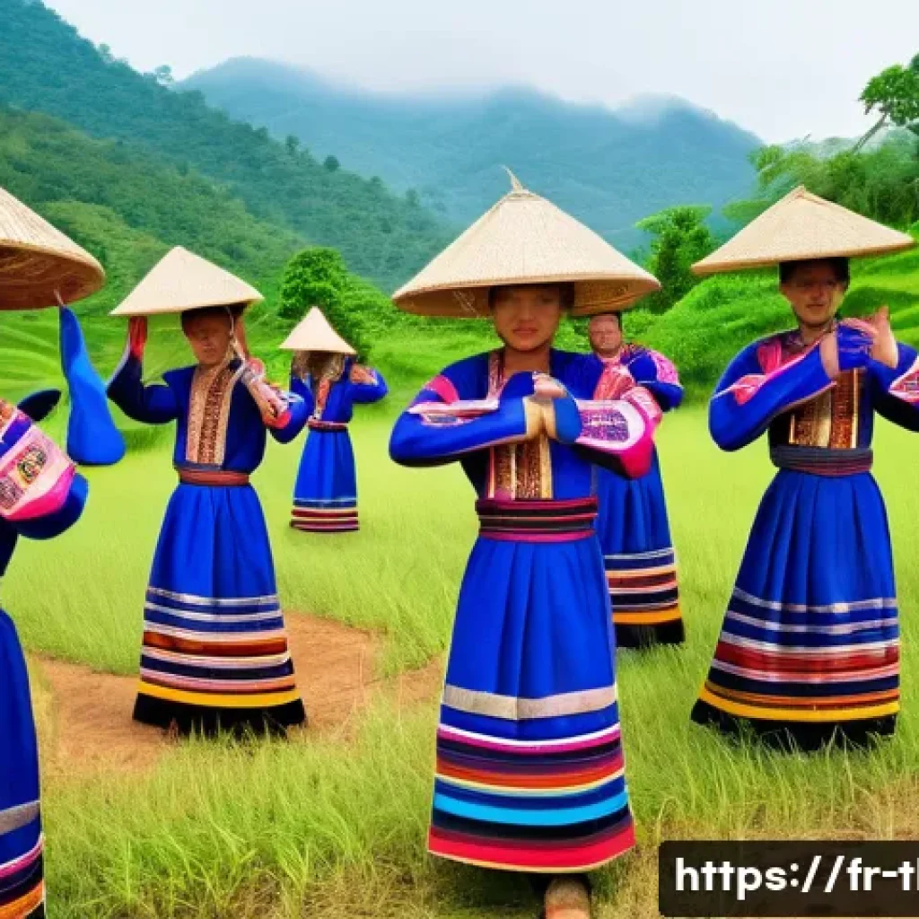 태국의 문화적 다변성 - A vibrant scene of a traditional Karen New Year celebration in Northwest Thailand, featuring a group...