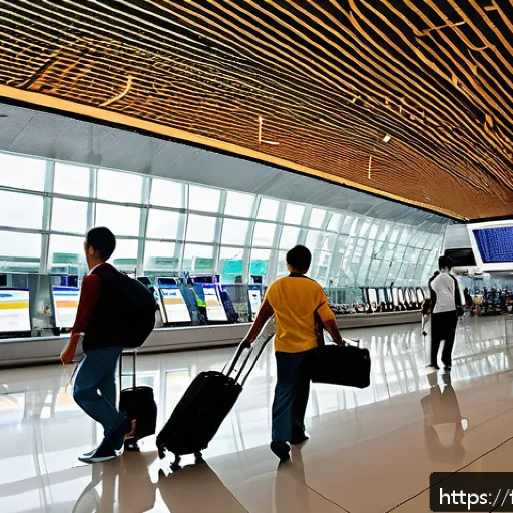 태국의 글로벌 관광객 수 - A vibrant scene of a modern Thai airport terminal bustling with international travelers, featuring s...